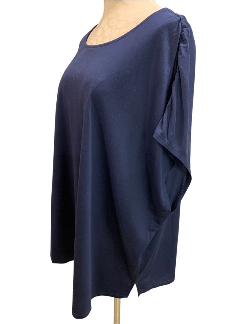 Size 3X Belle by Kim Gravel Womens Navy Blue Tshirt