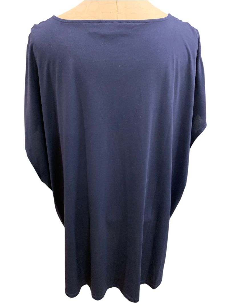 Size 3X Belle by Kim Gravel Womens Navy Blue Tshirt