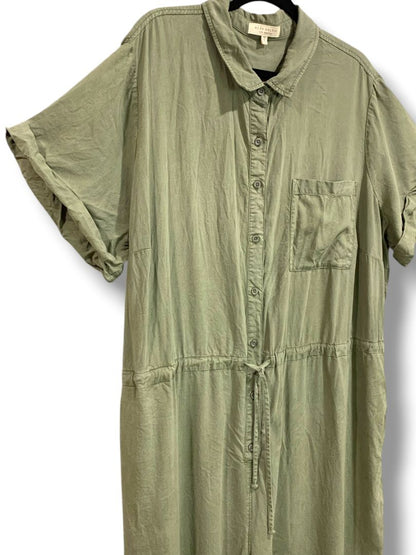 3X Side Stitch Los Angeles Womens Plus Size Jumpsuit Alpine Pockets Green