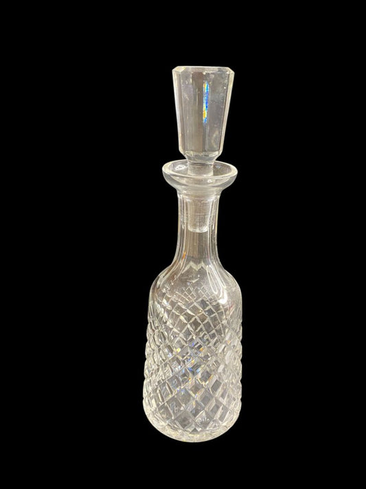 Waterford Crystal Alana Pattern Wind Decanter and Stopper 13"h Cross Hatch Pattern