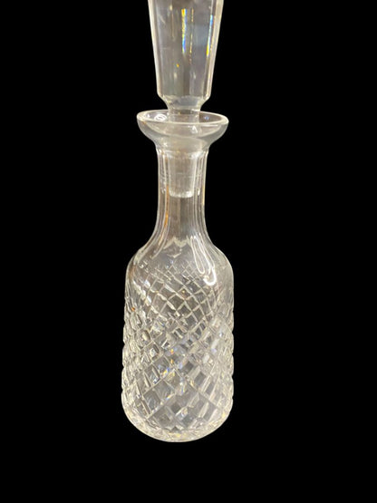 Waterford Crystal Alana Pattern Wind Decanter and Stopper 13"h Cross Hatch Pattern