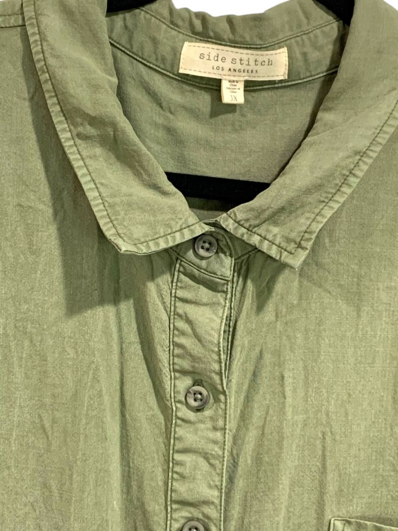 3X Side Stitch Los Angeles Womens Plus Size Jumpsuit Alpine Pockets Green