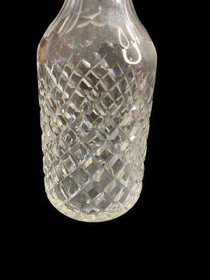 Waterford Crystal Alana Pattern Wind Decanter and Stopper 13"h Cross Hatch Pattern