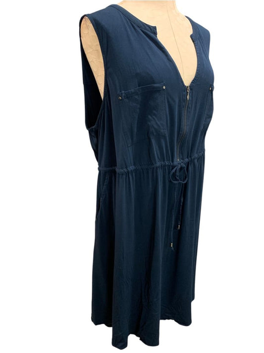 Size 3X Torrid Navy Blue Dress Pockets Sleeveless Drawstring Waist