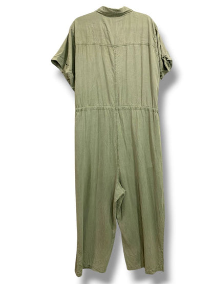 3X Side Stitch Los Angeles Womens Plus Size Jumpsuit Alpine Pockets Green
