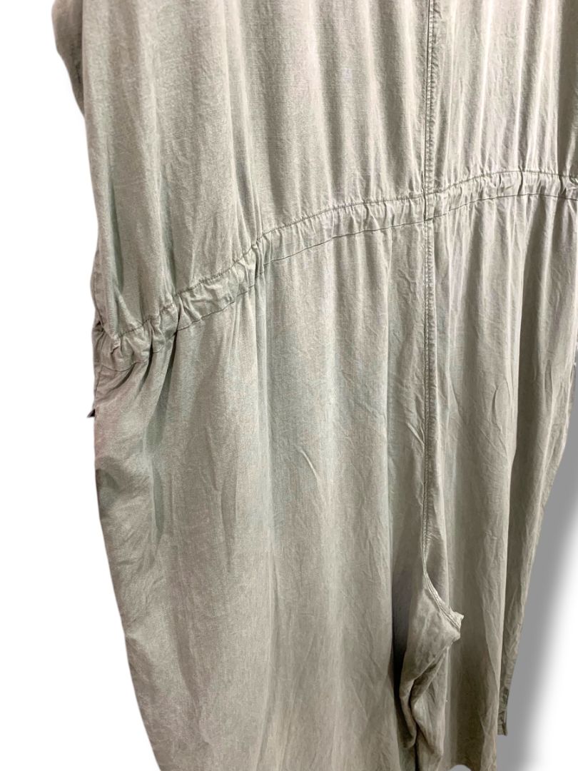 3X Side Stitch Los Angeles Womens Plus Size Jumpsuit Alpine Pockets Green