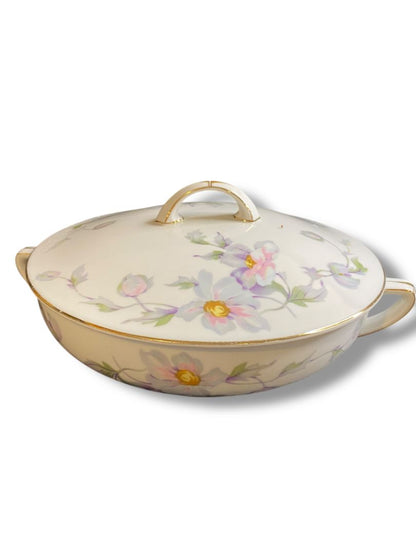 Vintage TK Thun Czechoslavakia Bohemia Covered Vegetable Dish with Lid Handles Magnolia