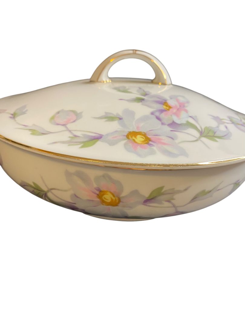 Vintage TK Thun Czechoslavakia Bohemia Covered Vegetable Dish with Lid Handles Magnolia