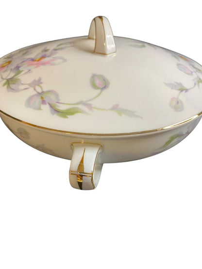 Vintage TK Thun Czechoslavakia Bohemia Covered Vegetable Dish with Lid Handles Magnolia