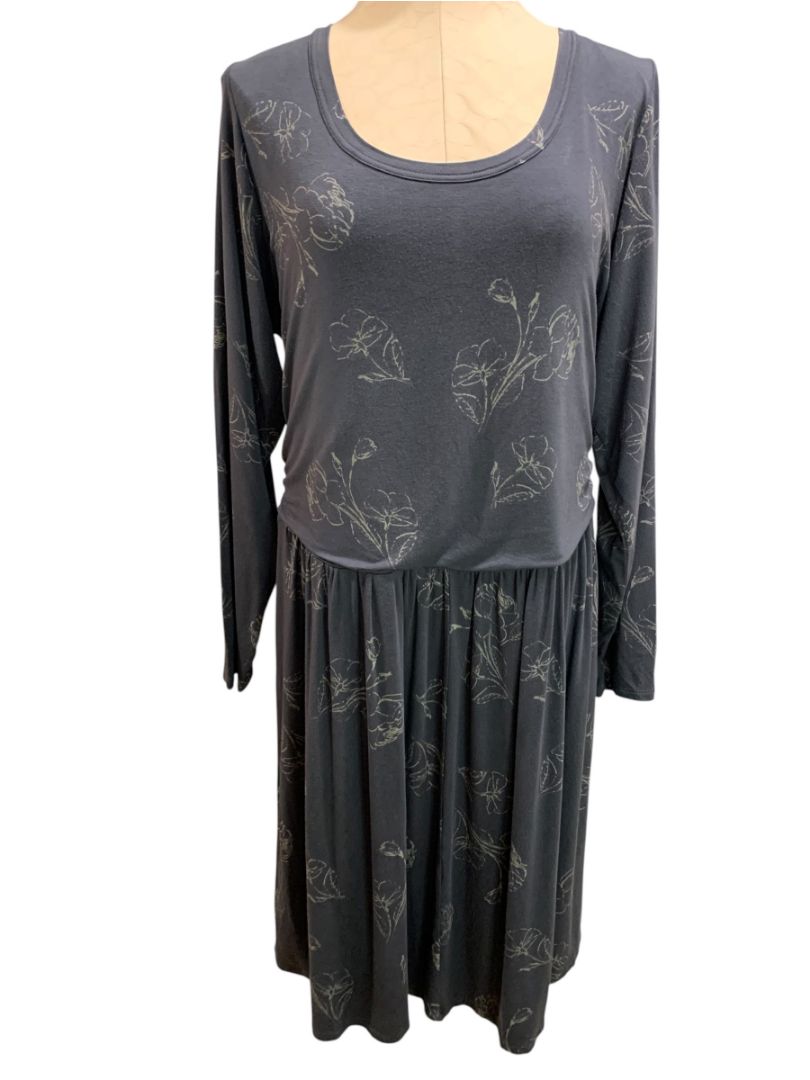 Size 2X Old Navy Soft Knit Midi Dress Blue Gray Pullover Long Sleeve