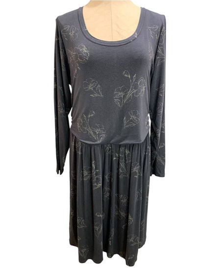 Size 2X Old Navy Soft Knit Midi Dress Blue Gray Pullover Long Sleeve