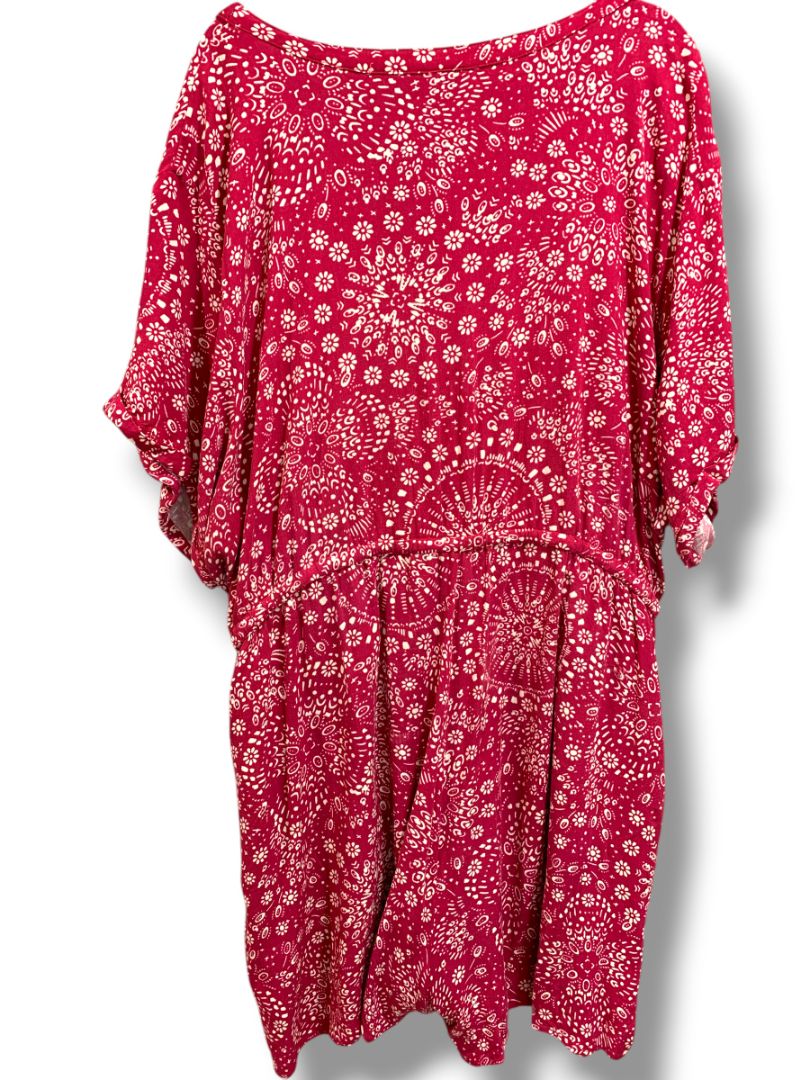 4X Torrid Womens Plus Size Boho Romper Magenta Floral Drawstring Waist V-Neck Pockets