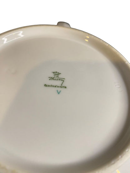 Vintage TK Thun Czechoslavakia Bohemia Covered Vegetable Dish with Lid Handles Magnolia