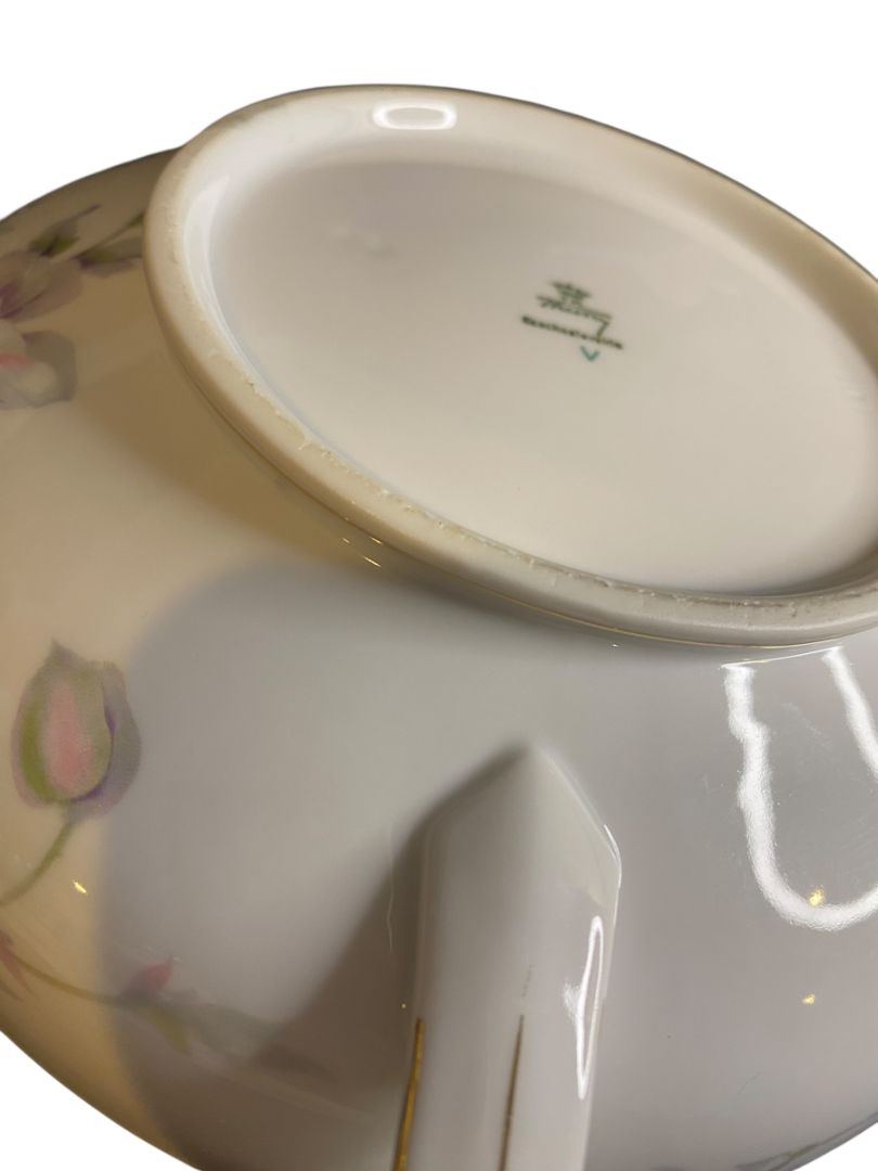 Vintage TK Thun Czechoslavakia Bohemia Covered Vegetable Dish with Lid Handles Magnolia