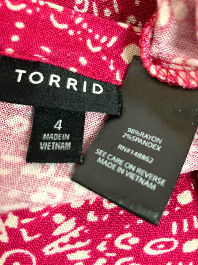 4X Torrid Womens Plus Size Boho Romper Magenta Floral Drawstring Waist V-Neck Pockets
