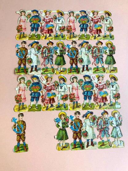 Antique Paper Dolls Made in Germany 2.5" String Style Mounted No. 998