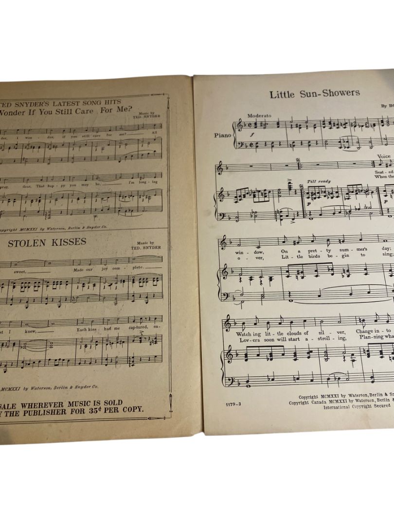 1921 Little Sun Showers Sheet Music by Bob Nelson Waterson Berlin & Snyder