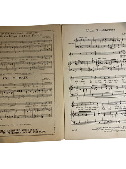 1921 Little Sun Showers Sheet Music by Bob Nelson Waterson Berlin & Snyder