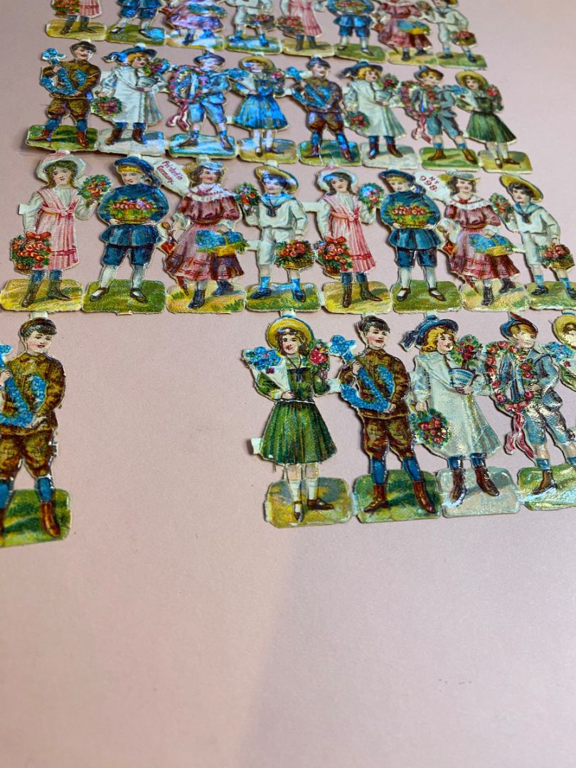 Antique Paper Dolls Made in Germany 2.5" String Style Mounted No. 998