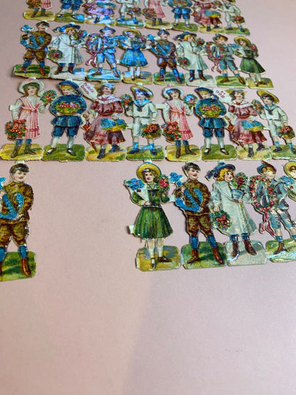 Antique Paper Dolls Made in Germany 2.5" String Style Mounted No. 998
