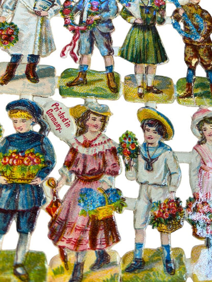 Antique Paper Dolls Made in Germany 2.5" String Style Mounted No. 998