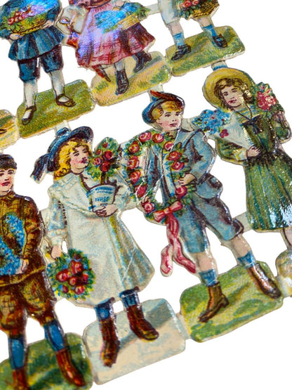 Antique Paper Dolls Made in Germany 2.5" String Style Mounted No. 998