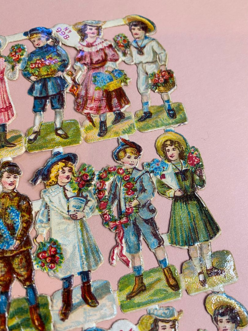 Antique Paper Dolls Made in Germany 2.5" String Style Mounted No. 998