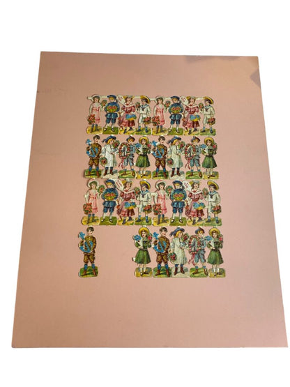 Antique Paper Dolls Made in Germany 2.5" String Style Mounted No. 998