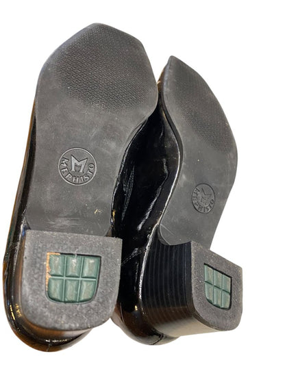 Size 9 (Eur 6.5) Mephisto Womens Slide Mule Black Patent Shoes 2" Block Heels