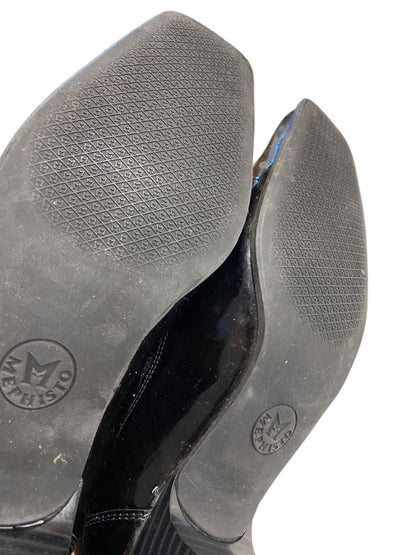 Size 9 (Eur 6.5) Mephisto Womens Slide Mule Black Patent Shoes 2" Block Heels