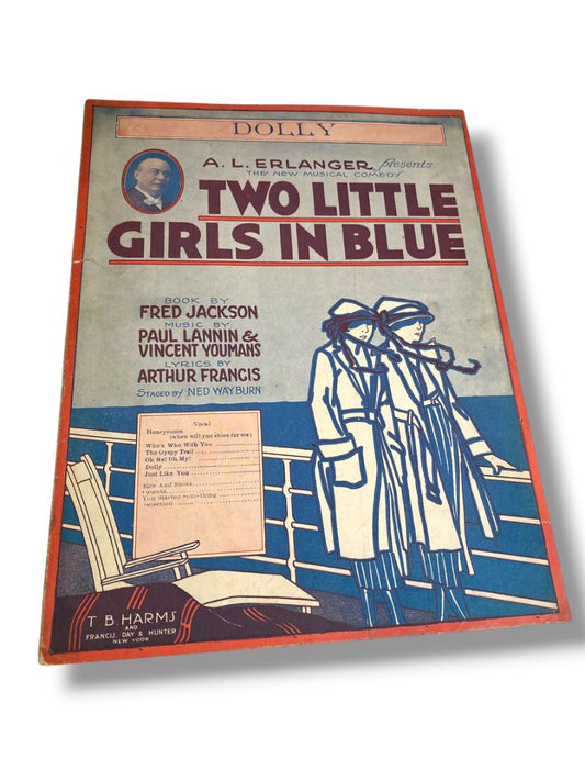 1921 Two Little Girls in Blue Sheet Music Dolly Erlanger Lannin Youmans Francis