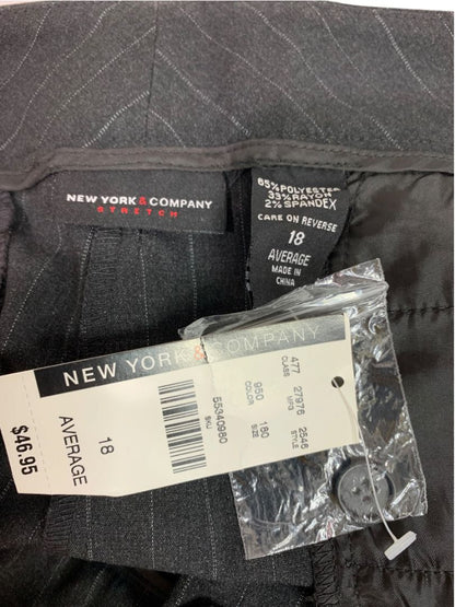 Size 18 New York & Co Womens New Charcoal Striped Dress Pants Trousers Stretch