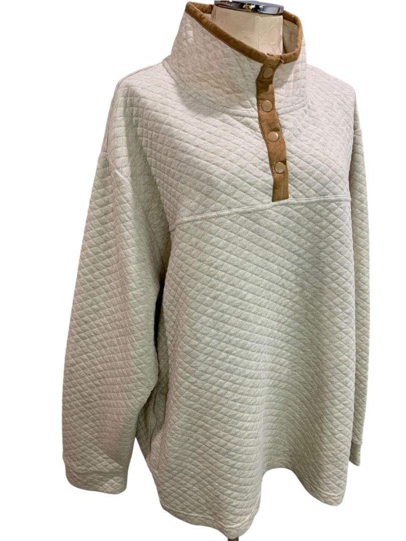 Size 3X Koolaburra by Ugg Funnel Neck Pullover Sweatshirt Mockneck Oatmeal Heather