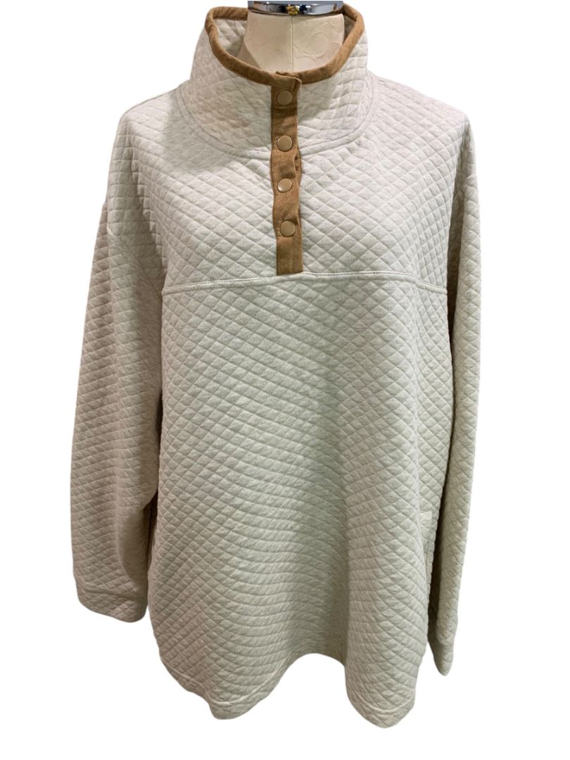 Size 3X Koolaburra by Ugg Funnel Neck Pullover Sweatshirt Mockneck Oatmeal Heather