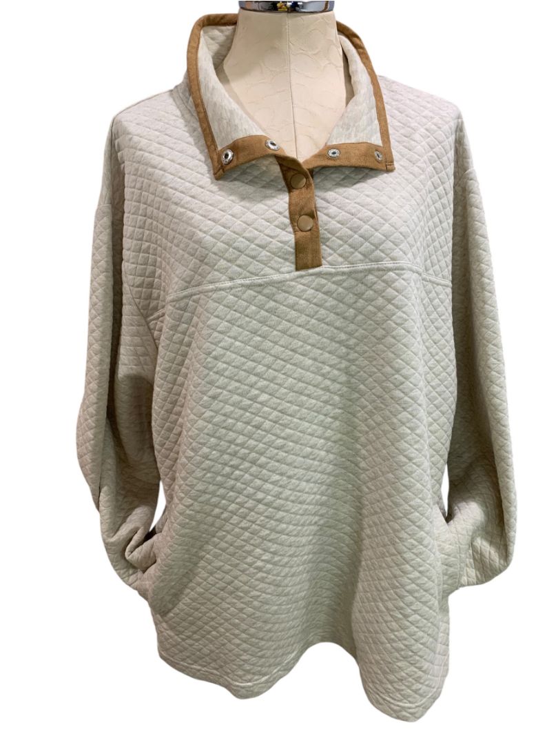 Size 3X Koolaburra by Ugg Funnel Neck Pullover Sweatshirt Mockneck Oatmeal Heather