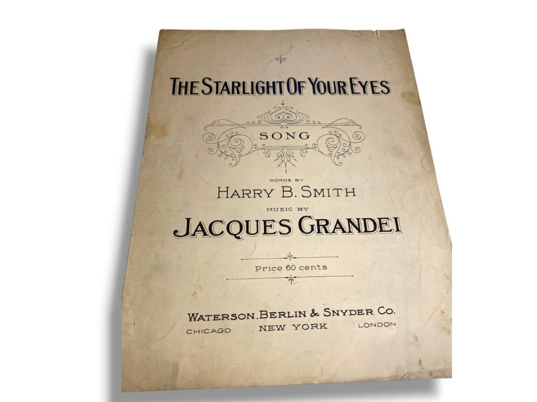 1920 The Starlight of Your Eyes Song Sheet Music Smith Grandei Waterson Berlin & Snyder