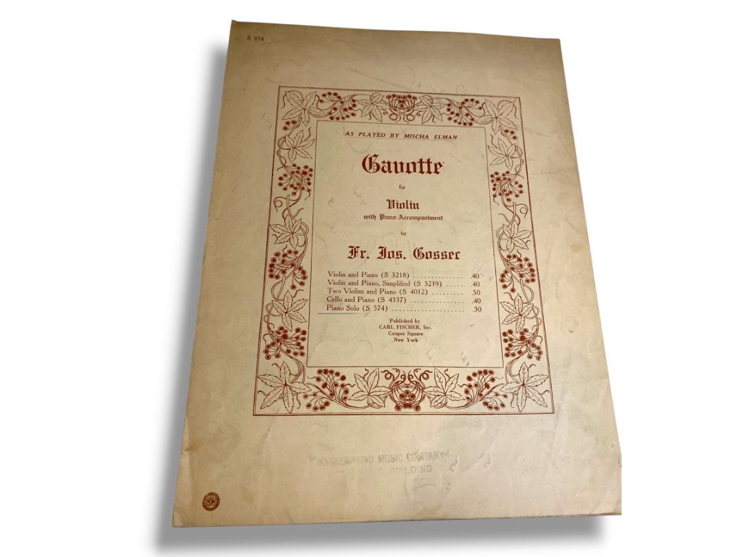 1909 Gauotte Sheet Music for Violin with Piano-Accompaniment Carl Fischer Inc