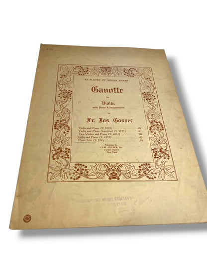 1909 Gauotte Sheet Music for Violin with Piano-Accompaniment Carl Fischer Inc
