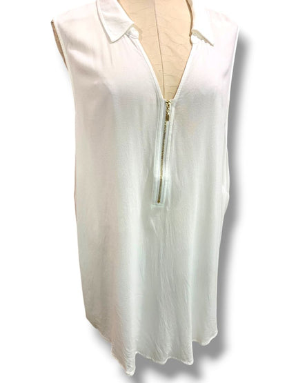 5X Torrid Womens Plus Size V-Neck Shirt Collared White Sleeveless