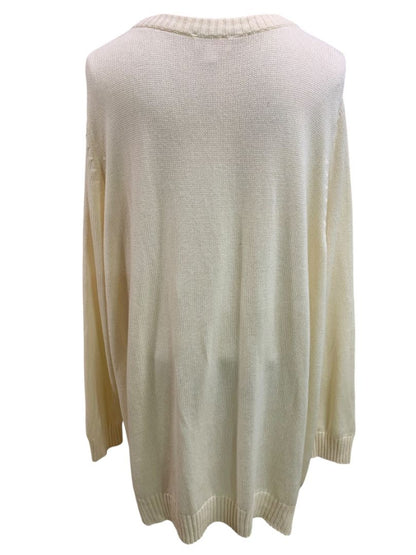 Size 3X Belle by Kim Gravel Womens Cream Knit Pink Heart Sweater