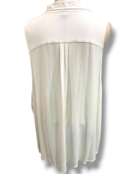 5X Torrid Womens Plus Size V-Neck Shirt Collared White Sleeveless