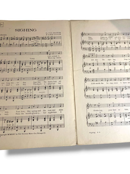 1921 Sighing A Fox-Trot Sheet Music Brown Stover Ted Browne Music Co