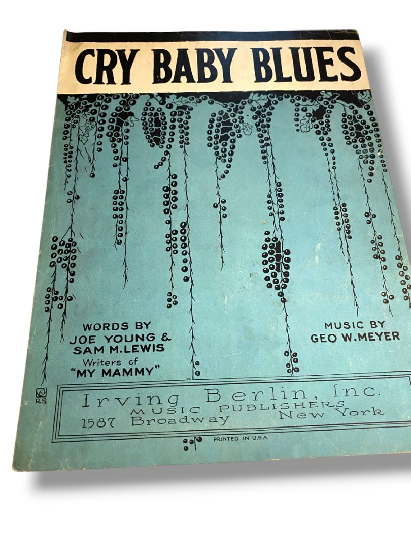 1921 Cry Baby Blues Young Lewis Sheet Music Meyer Irving Berlin Inc