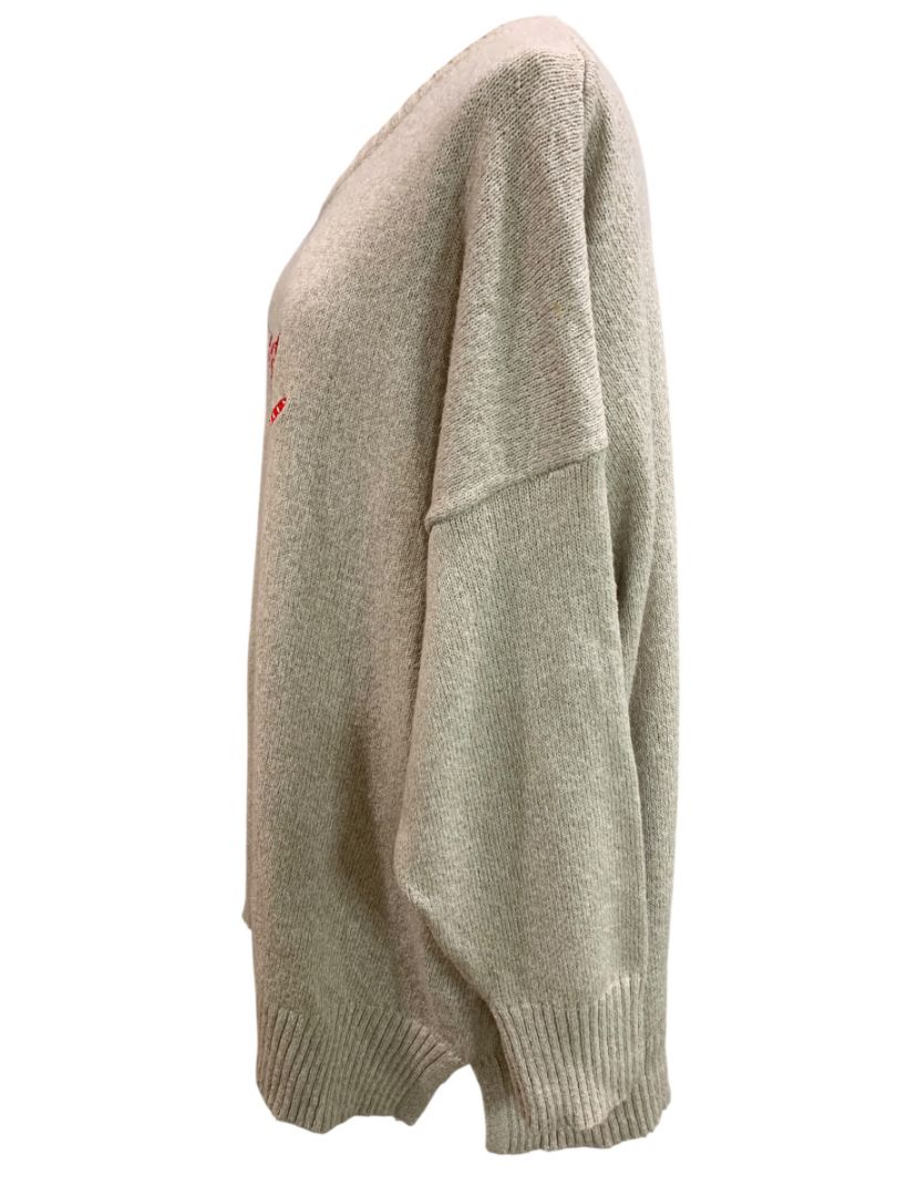 Size 3X Kim Gravel Womens Holiday Sweater "Merry" Tan Marled Knit