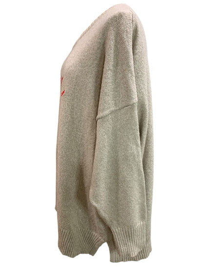Size 3X Kim Gravel Womens Holiday Sweater "Merry" Tan Marled Knit