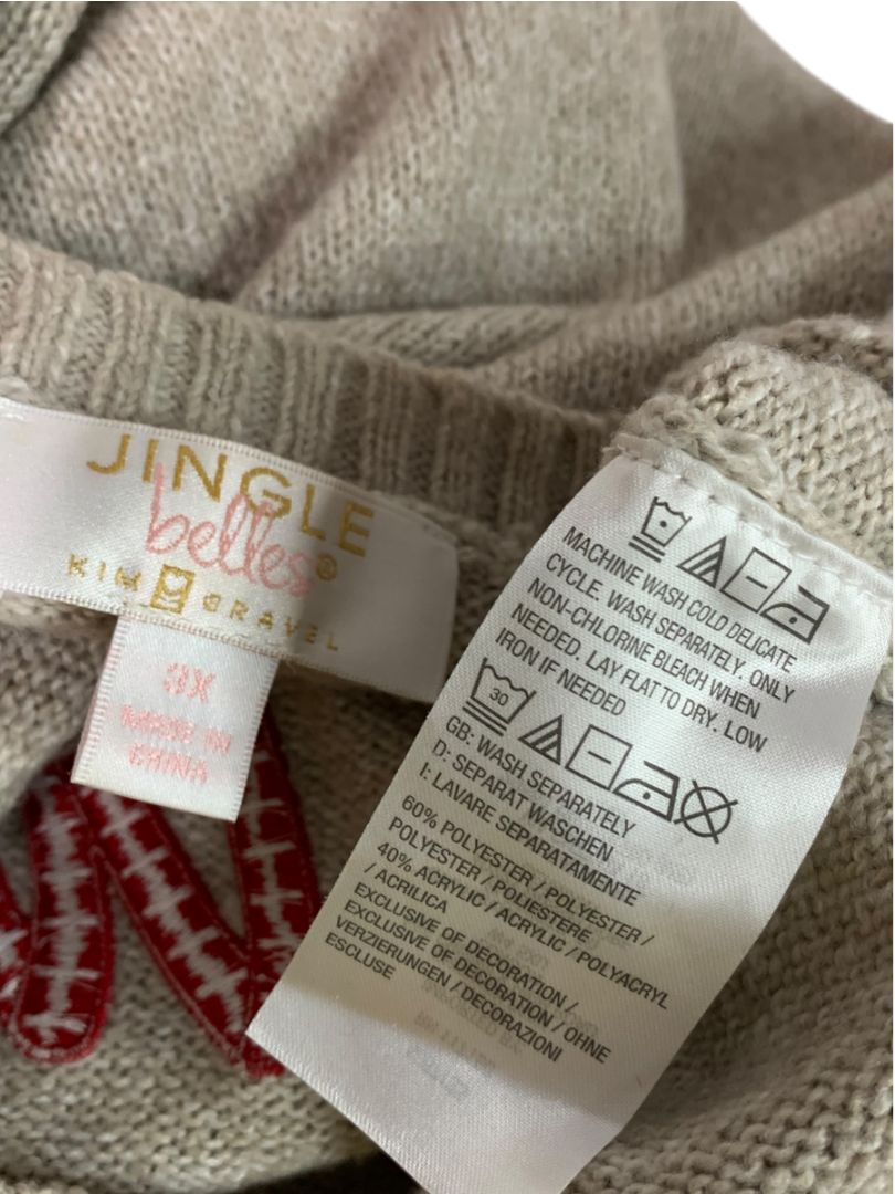 Size 3X Kim Gravel Womens Holiday Sweater "Merry" Tan Marled Knit
