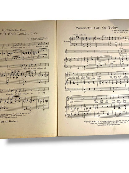 1923 Wonderful Girl of To-Day Sheet Music Bernie Grossman Willy White Stark & Cowan