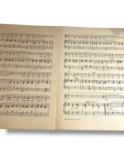 1923 Wonderful Girl of To-Day Sheet Music Bernie Grossman Willy White Stark & Cowan