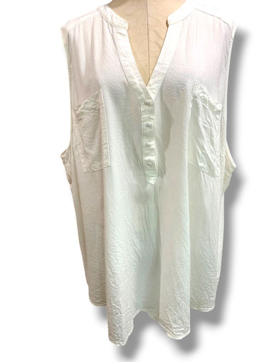 Size 5X Torrid Womens Plus Size Linen Blend Sleeveless Shirt White