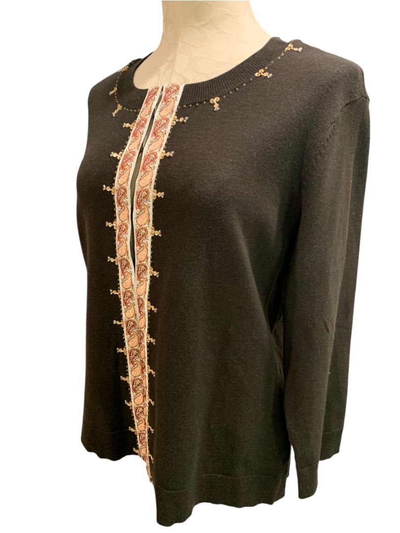 Size XL New York & Co Womens New Cardigan Sweater Embellished Brown